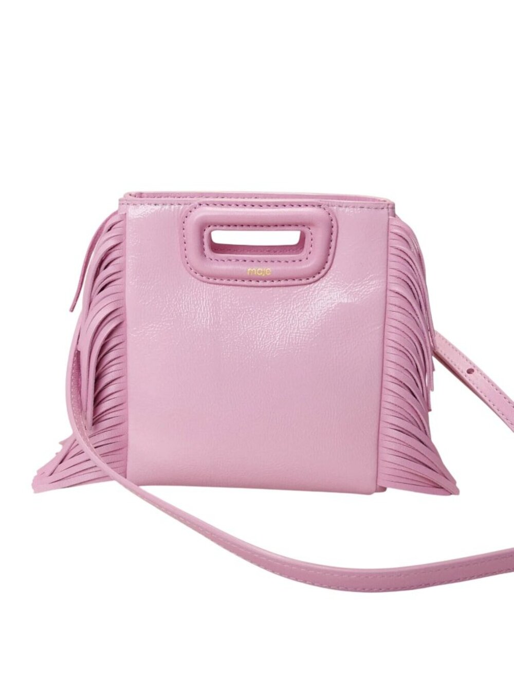 Maje Pink Smooth Leather M Bag Womens Crossbody Clutch Handbag Purse